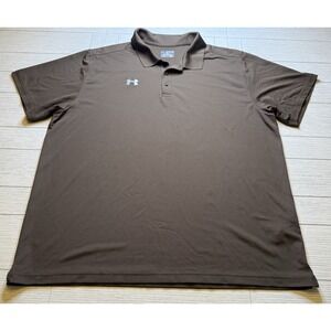Under Armour Heat Gear Loose Brown Golf Polo Shirt Men's Size 4XL‎ Poly Blend